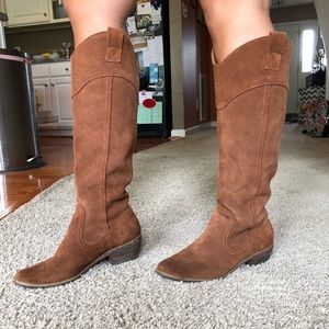 Brown suede boots